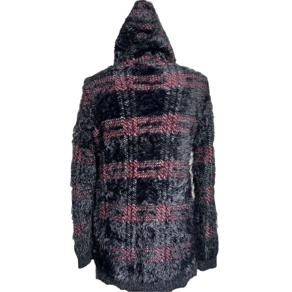 ROCK & REPUBLIC L/S Plaid Hooded Tunic Eyelash Sweater in Blk/Red Size XL - Picture 3 of 9